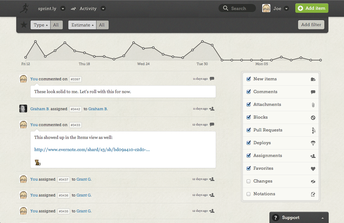 Agile Activity feeds in Sprintly